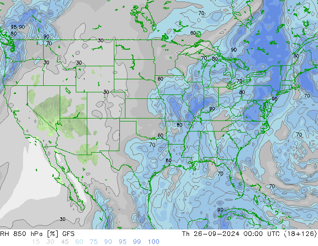 RH 850 hPa GFS Th 26.09.2024 00 UTC