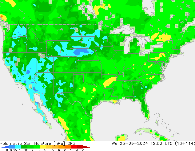 Volumetric Soil Moisture GFS śro. 25.09.2024 12 UTC