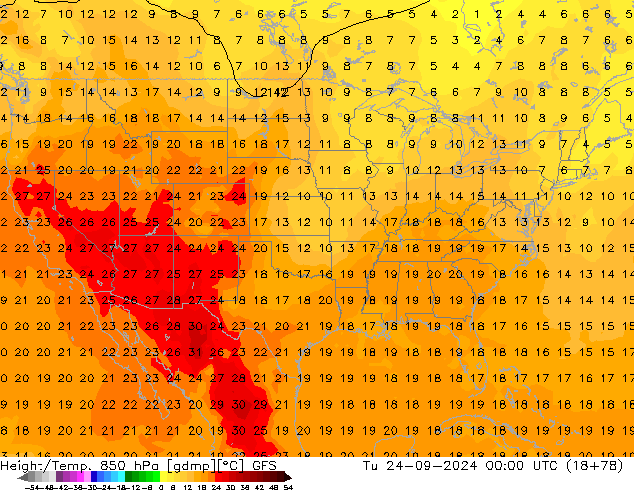 Z500/Rain (+SLP)/Z850 GFS Tu 24.09.2024 00 UTC