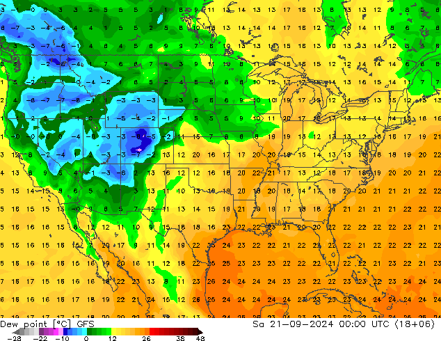 Punto de rocío GFS sáb 21.09.2024 00 UTC