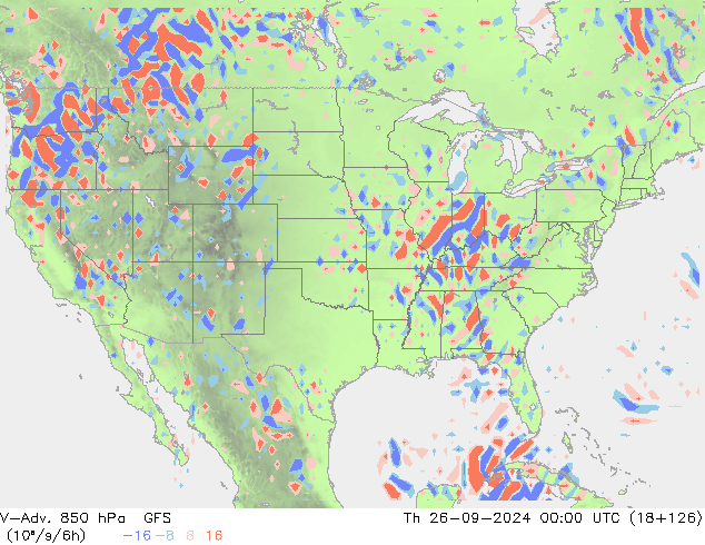 V-Adv. 850 hPa GFS Čt 26.09.2024 00 UTC