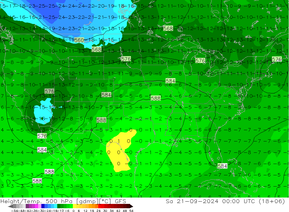 Z500/Rain (+SLP)/Z850 GFS sáb 21.09.2024 00 UTC