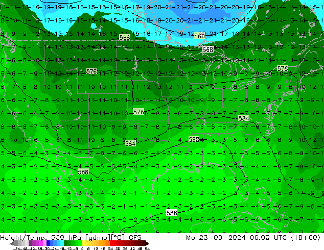 Geop./Temp. 500 hPa GFS lun 23.09.2024 06 UTC