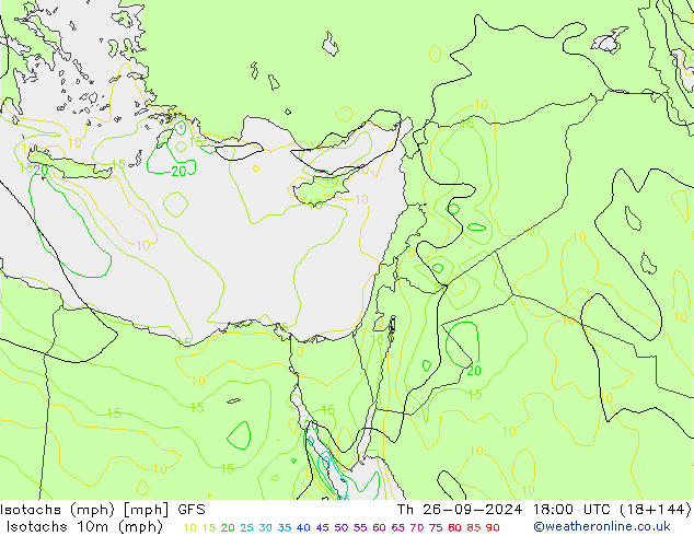 Isotaca (mph) GFS jue 26.09.2024 18 UTC