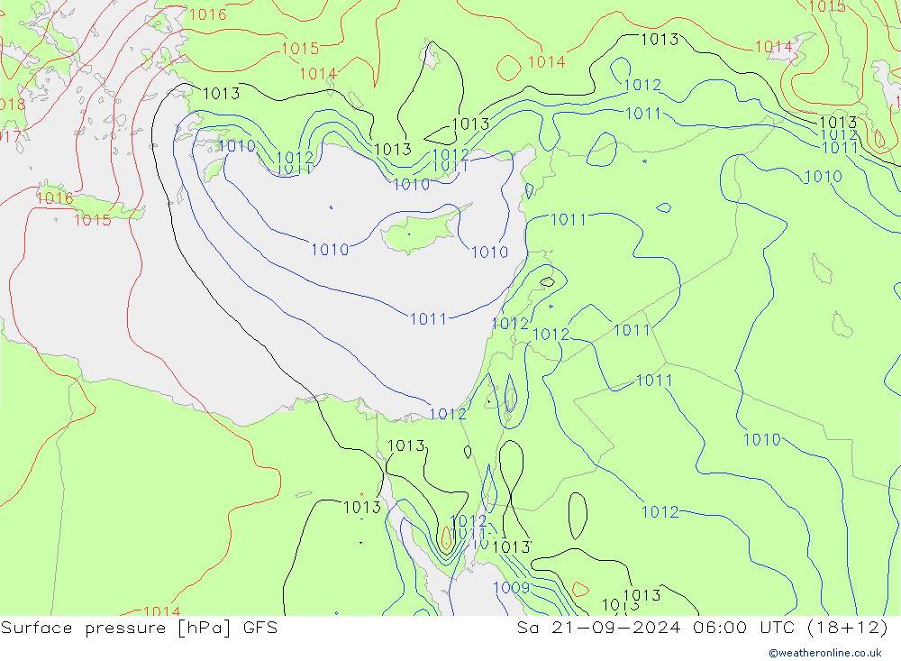 Surface pressure GFS Sa 21.09.2024 06 UTC