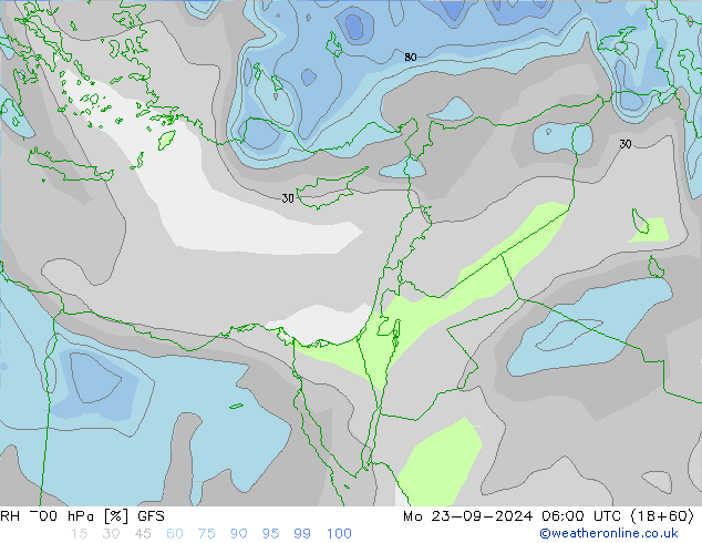 RH 700 hPa GFS Seg 23.09.2024 06 UTC