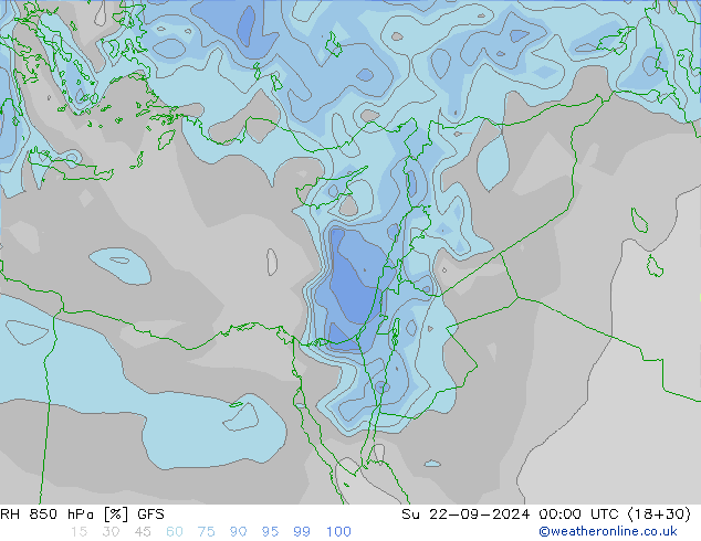 850 hPa Nispi Nem GFS Paz 22.09.2024 00 UTC