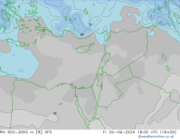 RH 600-3000 m GFS  20.09.2024 18 UTC