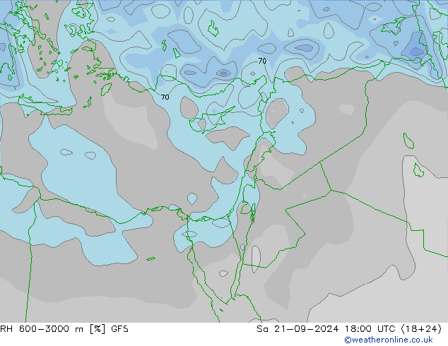 RH 600-3000 m GFS сб 21.09.2024 18 UTC