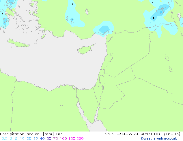 Precipitation accum. GFS sab 21.09.2024 00 UTC