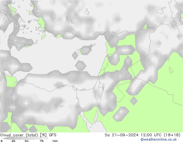 nuvens (total) GFS Sáb 21.09.2024 12 UTC