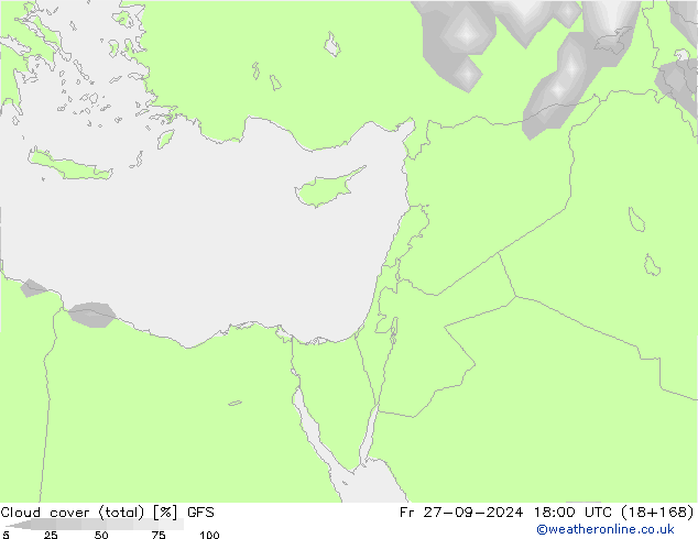 Cloud cover (total) GFS September 2024