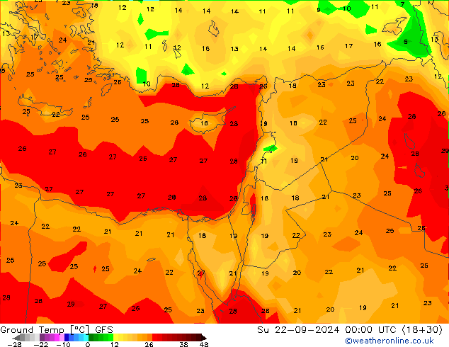 Ground Temp GFS Su 22.09.2024 00 UTC