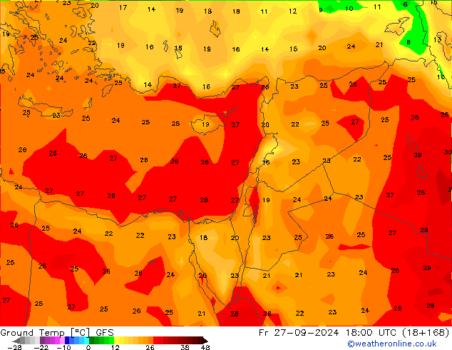 Topraküstü en düşük Sıc. GFS Cu 27.09.2024 18 UTC