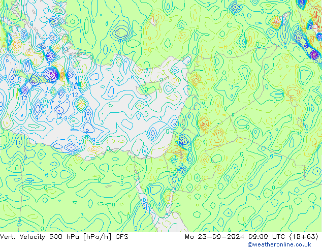 Vert. Velocity 500 hPa GFS pon. 23.09.2024 09 UTC