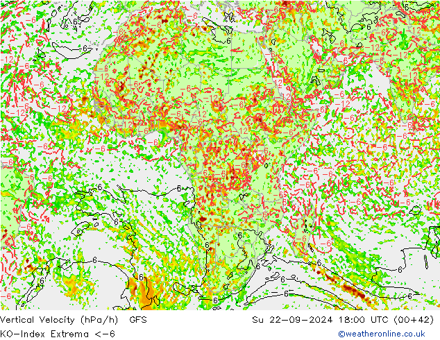 Konveksiyon - İndeks GFS Paz 22.09.2024 18 UTC