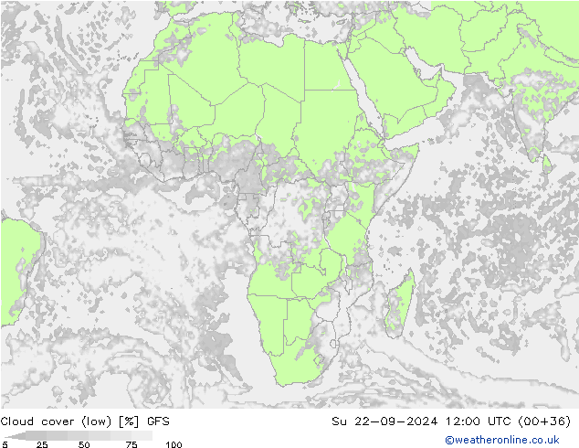 облака (низкий) GFS Вс 22.09.2024 12 UTC