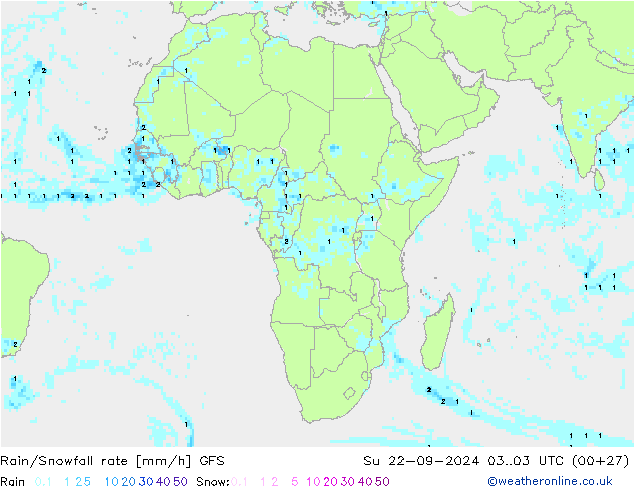 Rain/Snowfall rate GFS September 2024