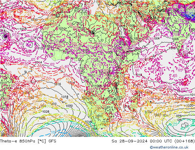 Theta-e 850hPa GFS September 2024