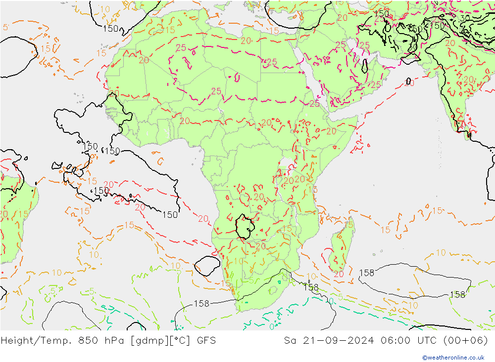 Z500/Rain (+SLP)/Z850 GFS Sáb 21.09.2024 06 UTC