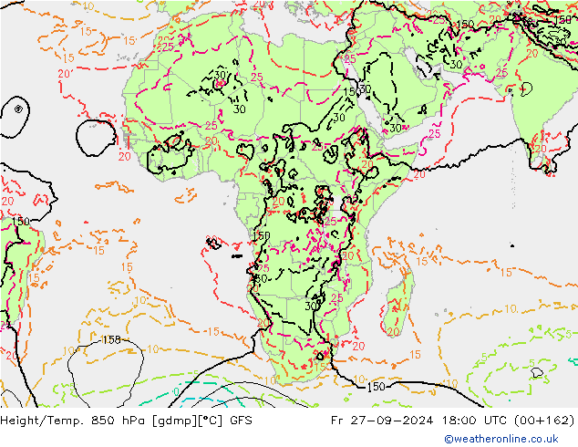 Z500/Rain (+SLP)/Z850 GFS Fr 27.09.2024 18 UTC