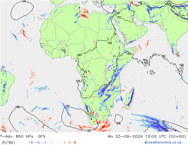 T-Adv. 850 hPa GFS Po 23.09.2024 12 UTC