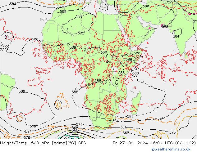 Height/Temp. 500 hPa GFS Fr 27.09.2024 18 UTC