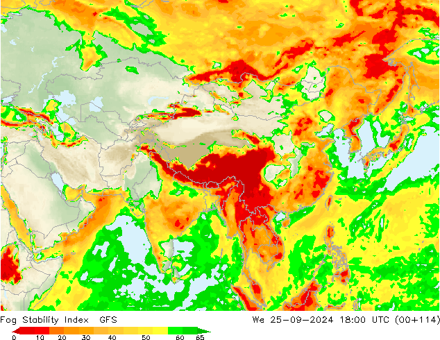 Fog Stability Index GFS ср 25.09.2024 18 UTC