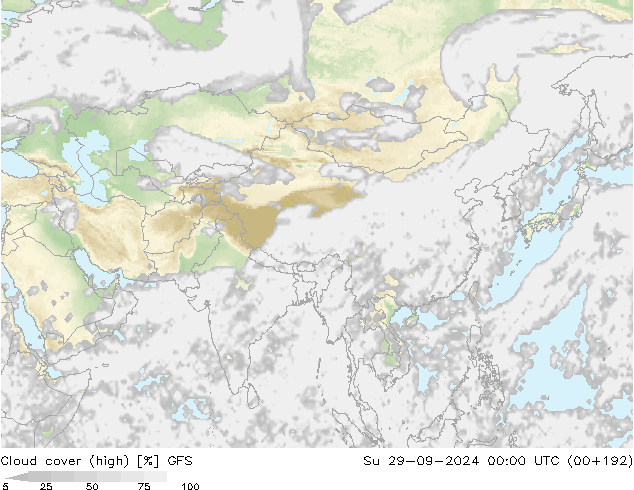 Bulutlar (yüksek) GFS Paz 29.09.2024 00 UTC