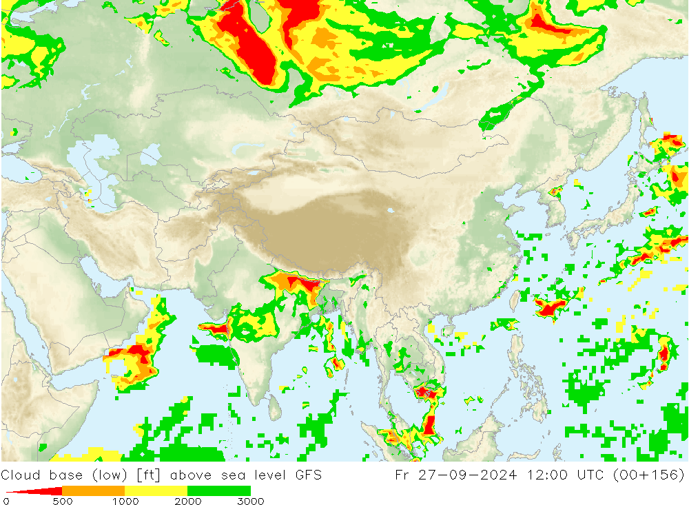 Cloud base (low) GFS vie 27.09.2024 12 UTC