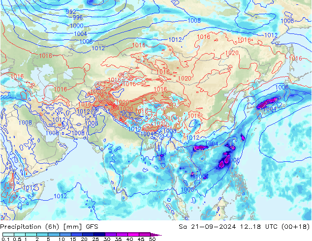 Z500/Rain (+SLP)/Z850 GFS Sa 21.09.2024 18 UTC