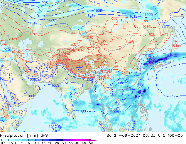 Precipitation GFS Sa 21.09.2024 03 UTC