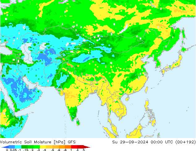 Volumetric Soil Moisture GFS dom 29.09.2024 00 UTC