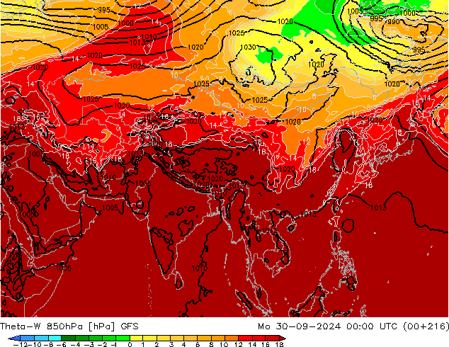 Theta-W 850hPa GFS ma 30.09.2024 00 UTC