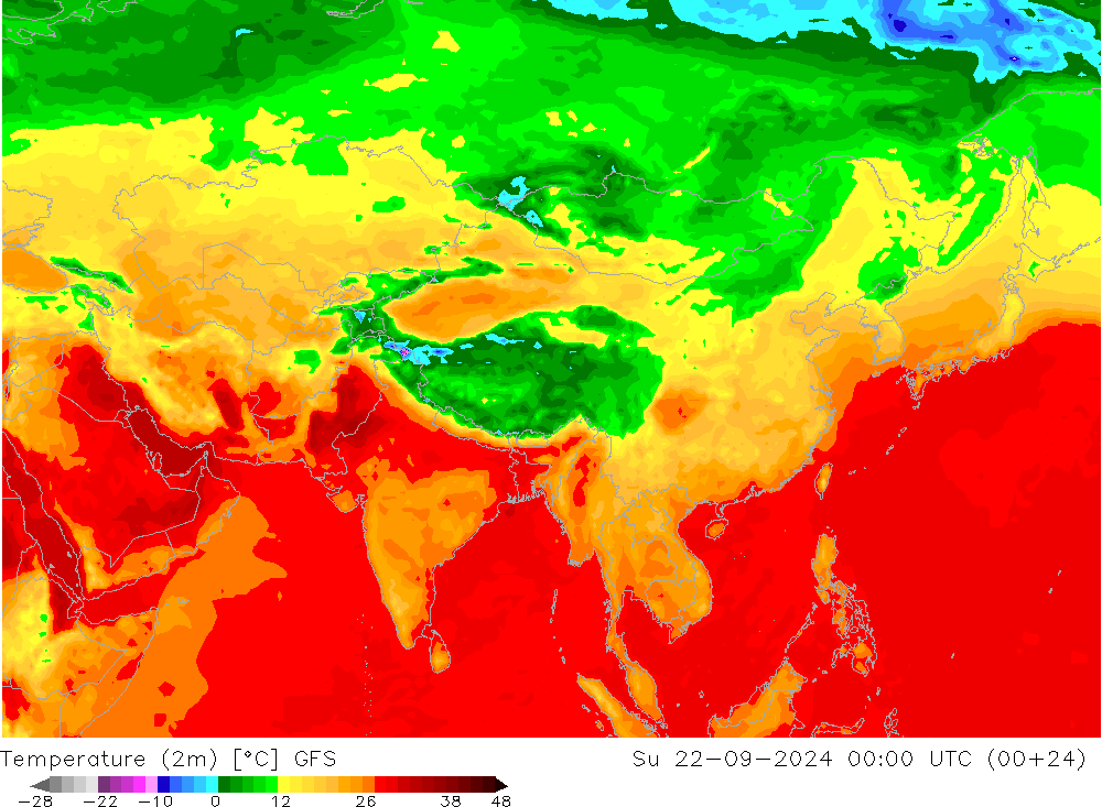 Temperatura (2m) GFS dom 22.09.2024 00 UTC