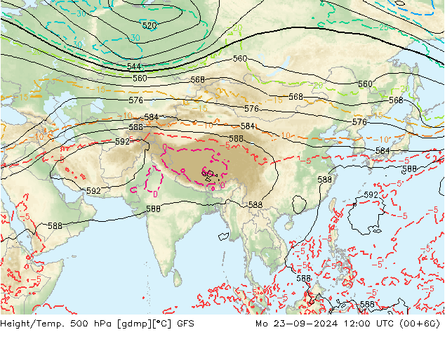 Z500/Rain (+SLP)/Z850 GFS  23.09.2024 12 UTC