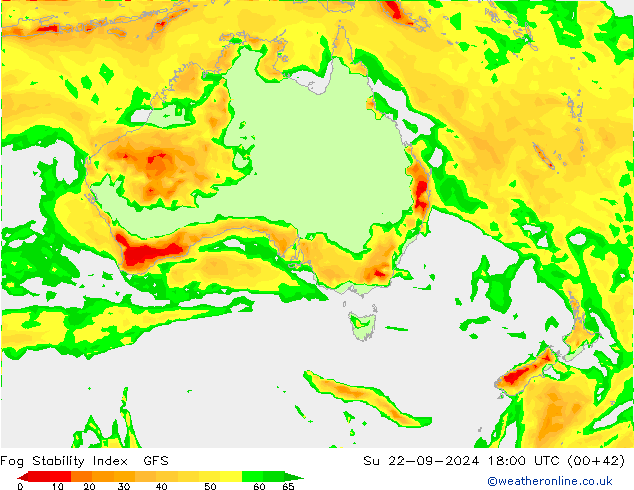 Fog Stability Index GFS Ne 22.09.2024 18 UTC