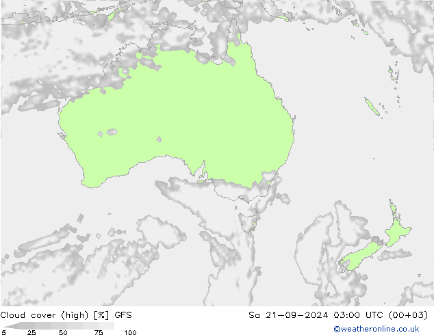 Bewolking (Hoog) GFS za 21.09.2024 03 UTC