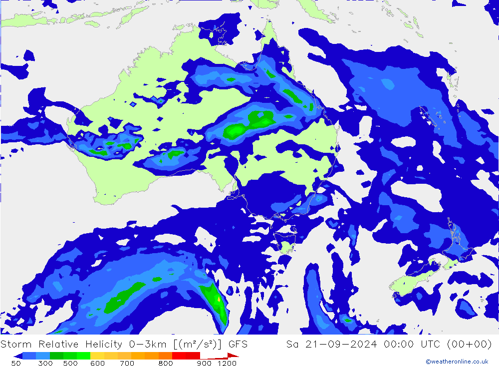 Storm Relative Helicity GFS Sa 21.09.2024 00 UTC