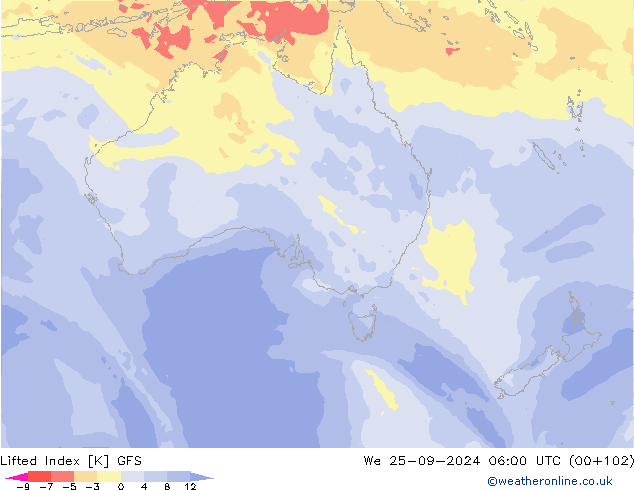 Indice de soulèvement GFS mer 25.09.2024 06 UTC