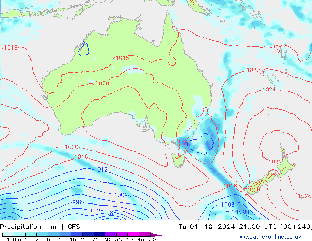 Precipitation GFS Tu 01.10.2024 00 UTC