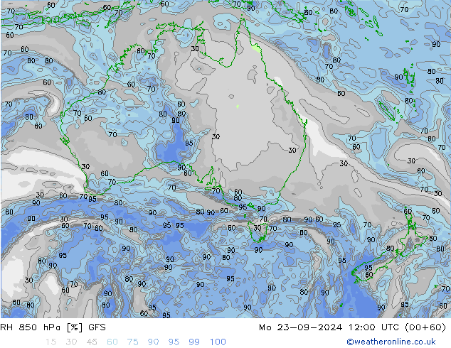 RH 850 hPa GFS Seg 23.09.2024 12 UTC