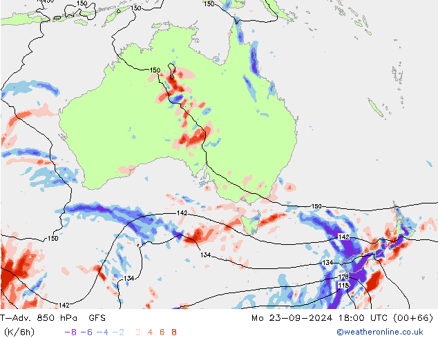 T-Adv. 850 hPa GFS ma 23.09.2024 18 UTC