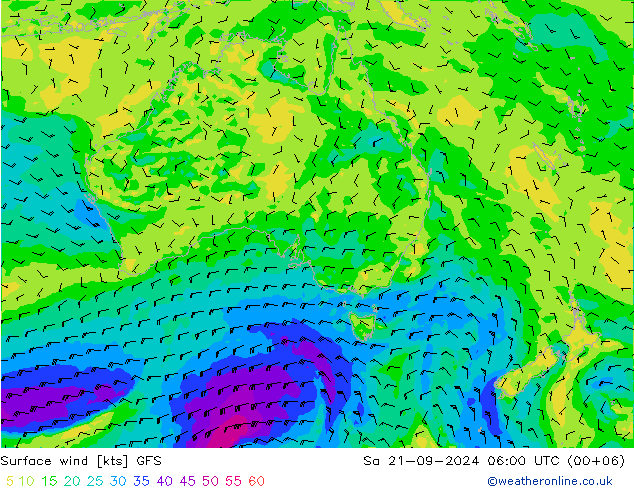 ветер 10 m GFS сб 21.09.2024 06 UTC