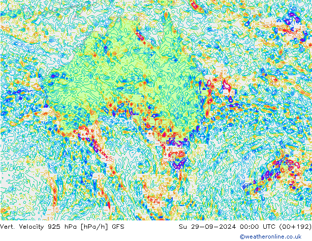 925 hPa Dikey Hız GFS Eylül 2024