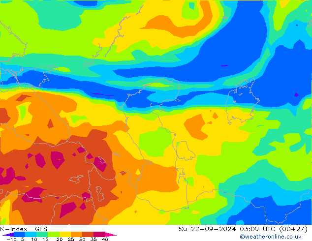 K-İndeksi GFS Paz 22.09.2024 03 UTC