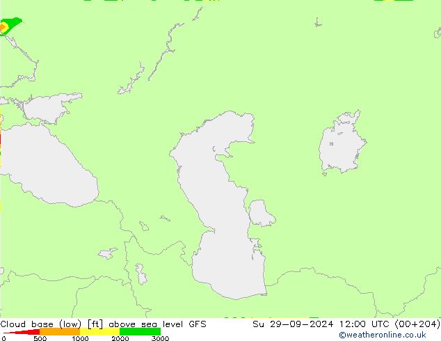 Cloud base (low) GFS Вс 29.09.2024 12 UTC