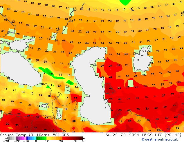 Ground Temp (0-10cm) GFS Ne 22.09.2024 18 UTC