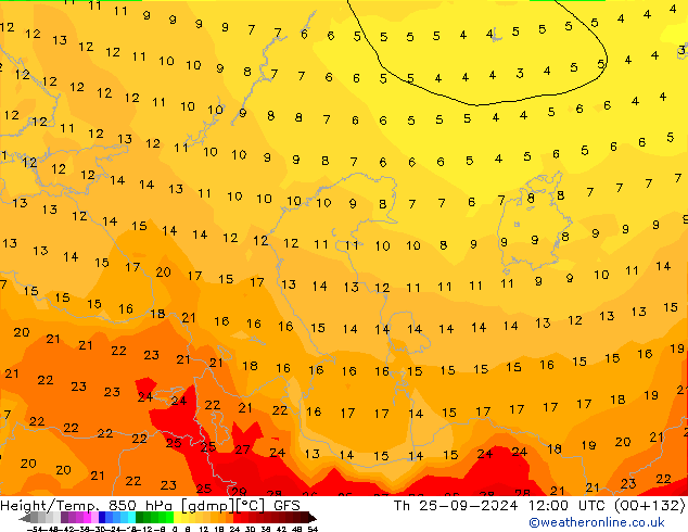 Z500/Rain (+SLP)/Z850 GFS Th 26.09.2024 12 UTC