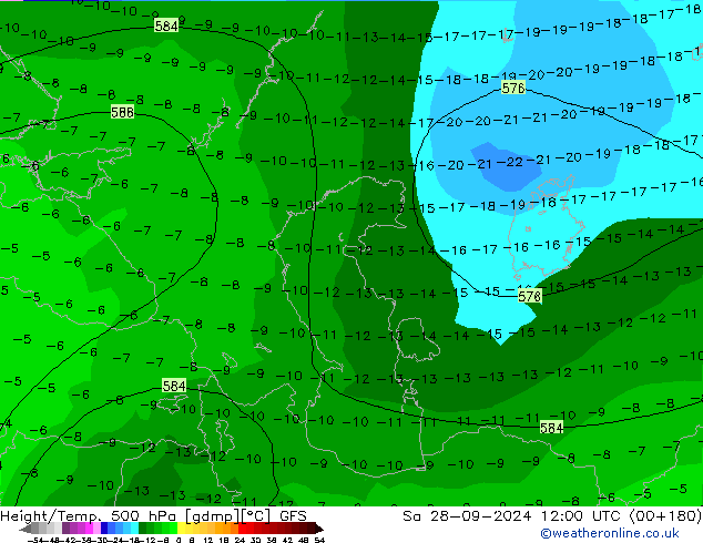 Z500/Rain (+SLP)/Z850 GFS Sa 28.09.2024 12 UTC